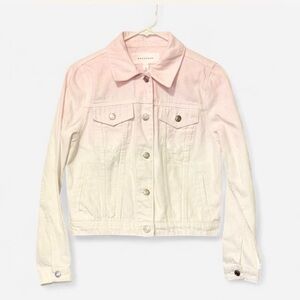 POPSUGAR Pink to White Ombre Cropped Jean Jacket Small